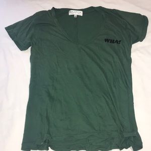 NEW wildfox green v-neck tee with velvet writing.